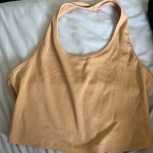 tan cropped halter top